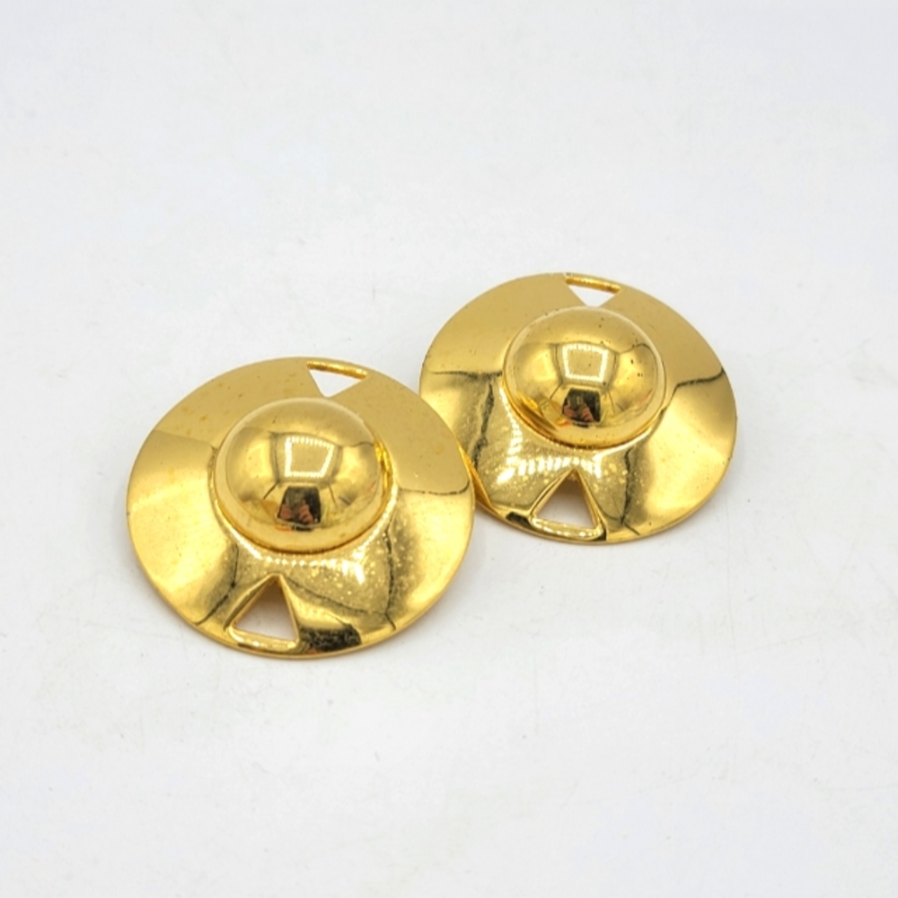 Liz Claiborne Round Button Dome Clip on Earrings Vintage